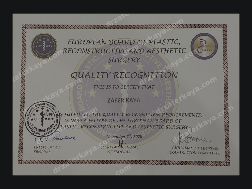 FEBOPRAS / EBOPRAS Avrupa Board sertifikası – Op. Dr. Zafer Kaya